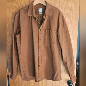 Men's Zara Brown Relaxed Fit Shirt